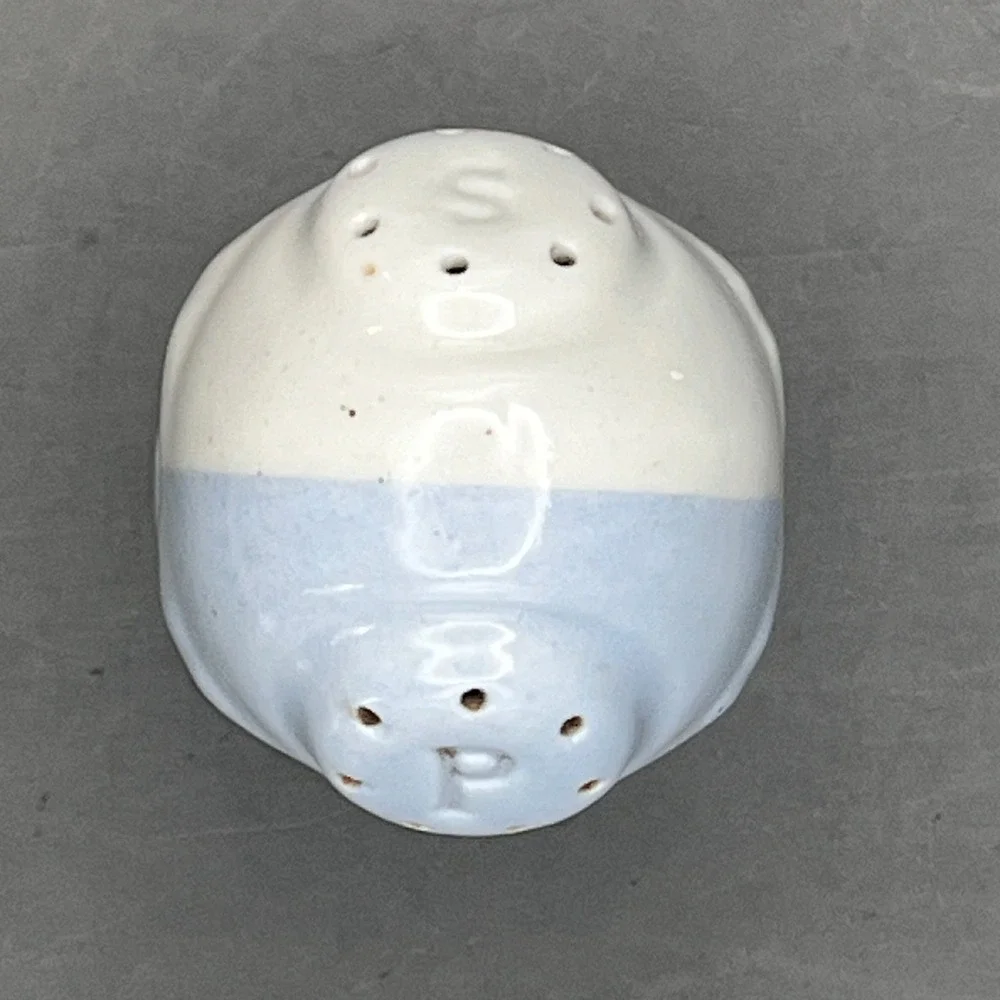 Vtg Art Deco One Piece Usona Chester WV Artware Salt & Pepper Shaker Blue‎ White